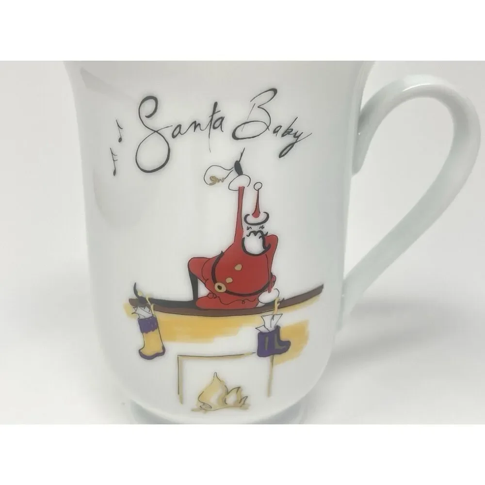 Pottery Barn Santa Baby Christmas Cocoa Coffee Mug Cup Stocking Mantle Chimney